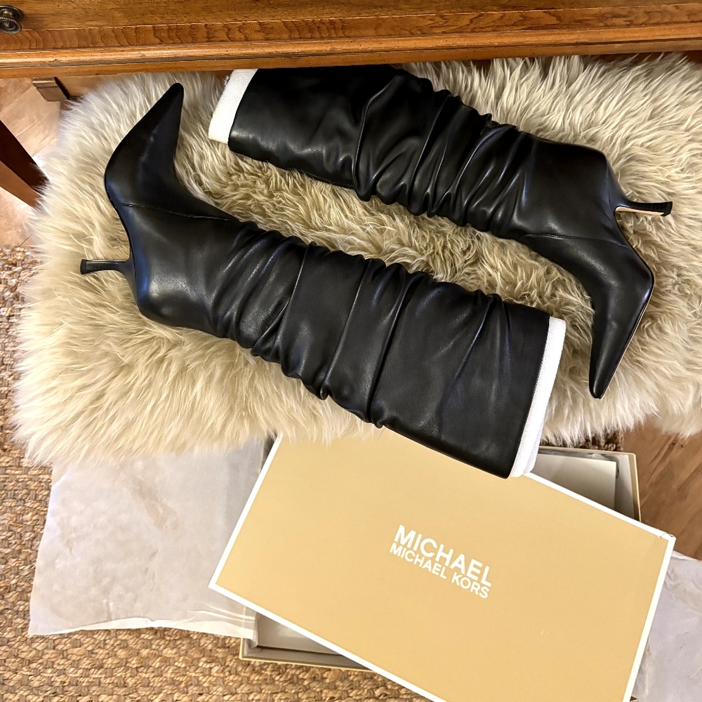 Michael Kors Black Leather Women's LUNA Boots 9.0/9M
